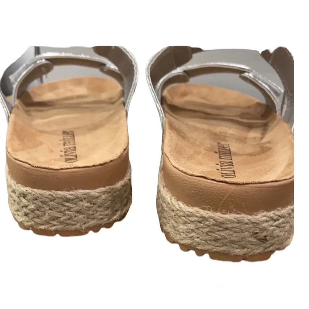 Olivia Miller Palm Cove Dual Strap Slide On Espadrille Platform Wedge Sandals 10